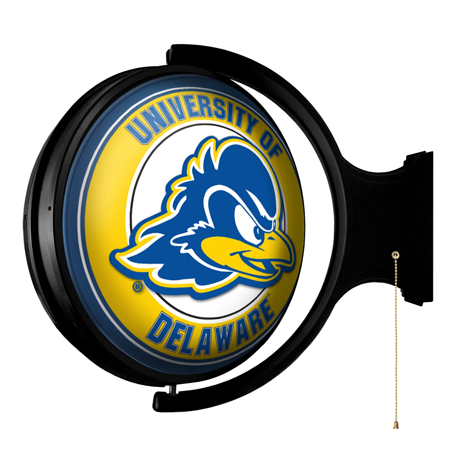 Delaware Blue Hens: Original Round Rotating Lighted Wall Sign