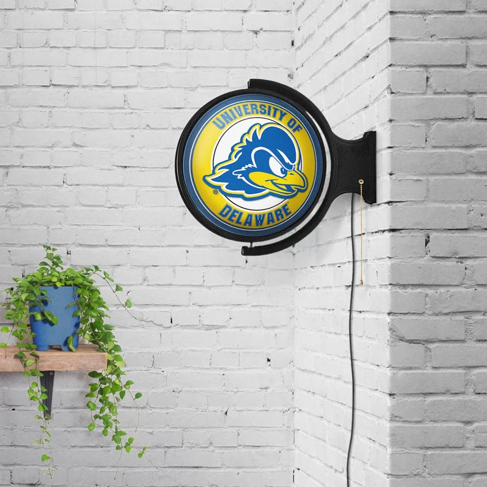 Delaware Blue Hens: Original Round Rotating Lighted Wall Sign