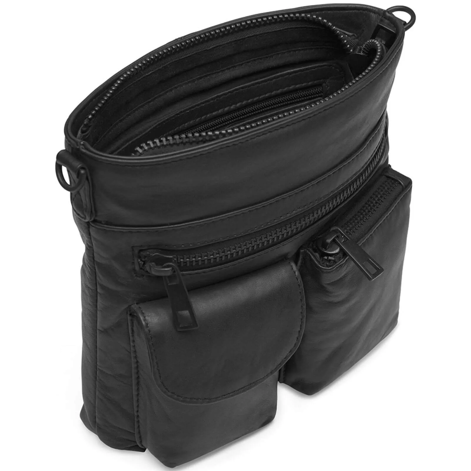 Depeche Black Leather Crossbody Bag