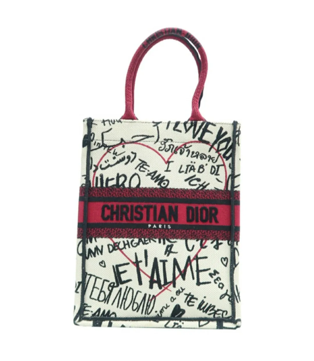 Dior Book Tote White/Red Cloth Tote Bag