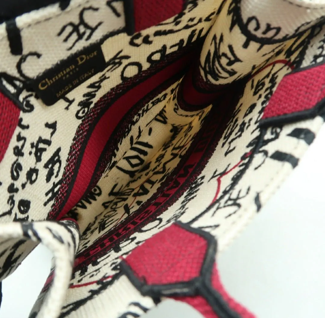 Dior Book Tote White/Red Cloth Tote Bag
