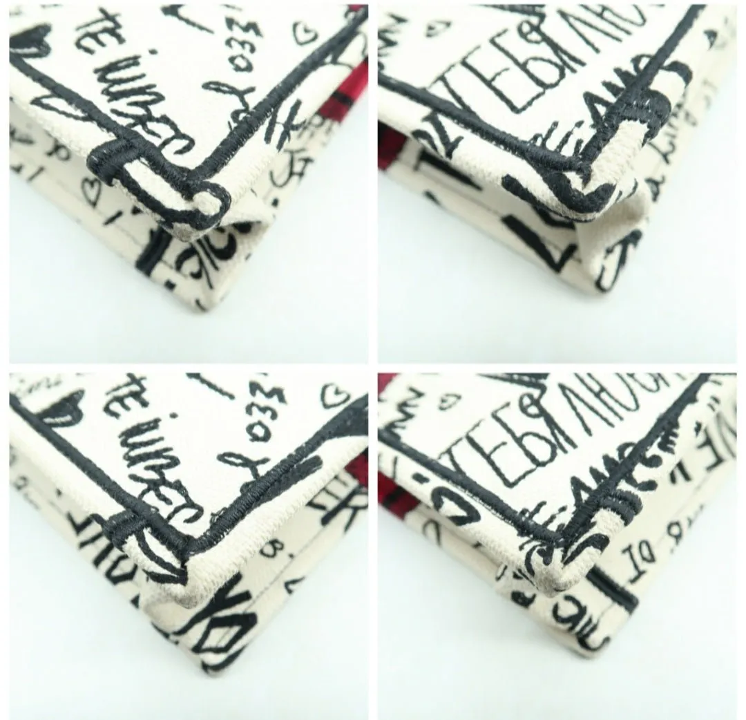 Dior Book Tote White/Red Cloth Tote Bag