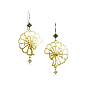 double fold cloud earrings in 18k gold with tourmalines