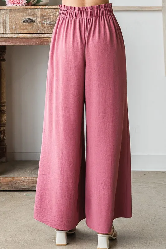 Dusty Rose Paper Bag Waist Pants