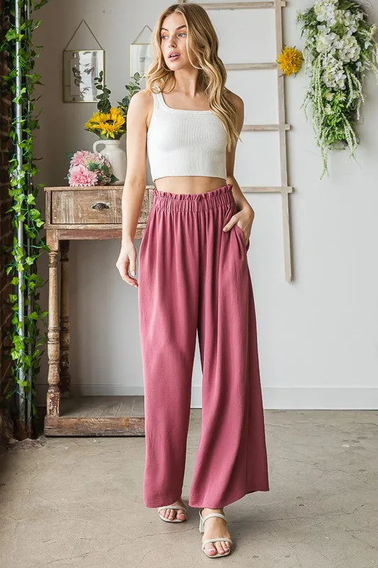 Dusty Rose Paper Bag Waist Pants