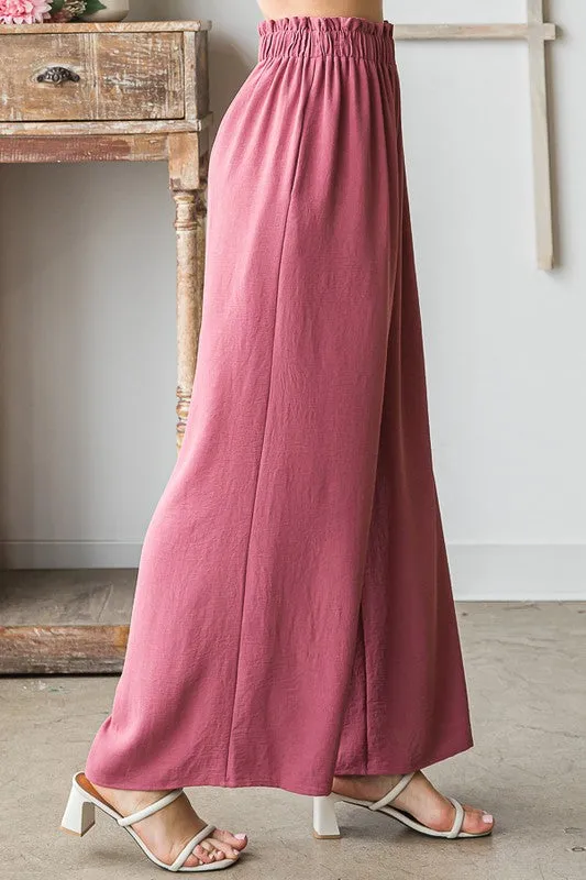 Dusty Rose Paper Bag Waist Pants