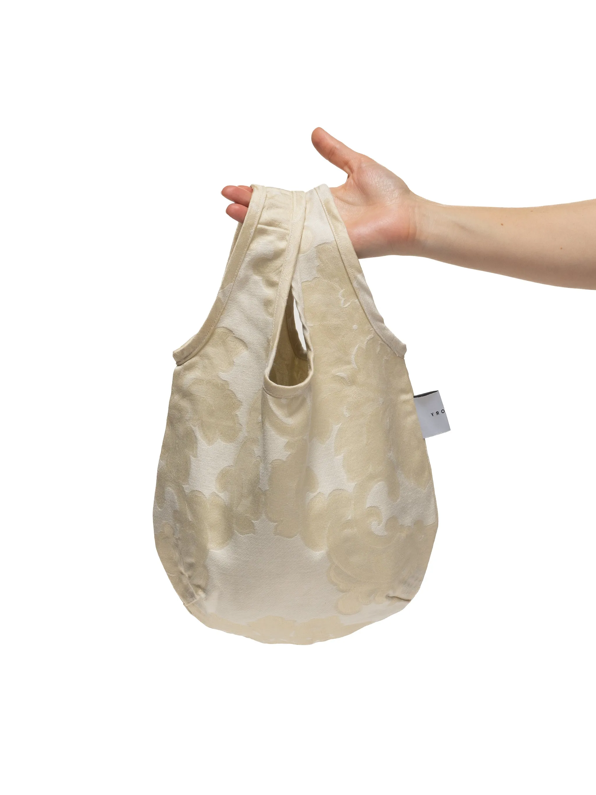 egg tote - vintage jacquard botanical cream