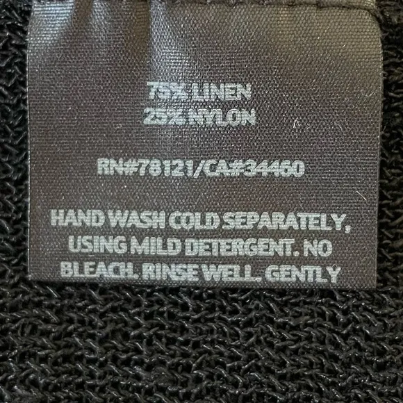 Eileen Fisher Linen Open Front Long Cardigan Size S Black