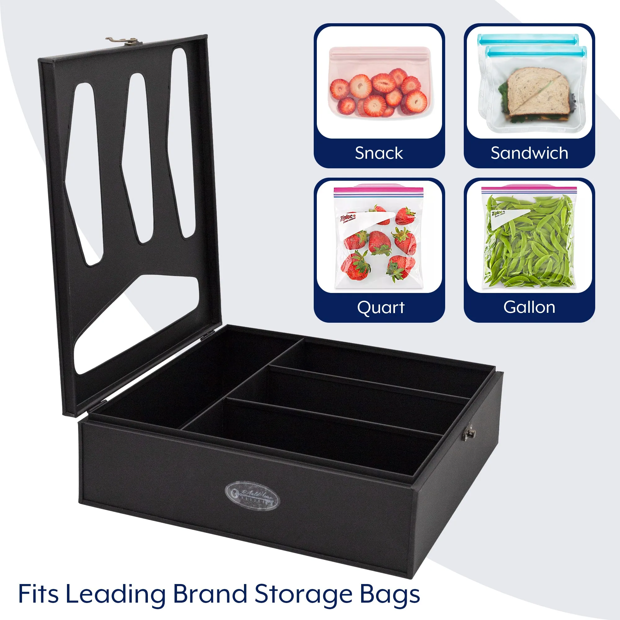 Enamelware Kitchen Bag Organizer (Black, Case of 4)