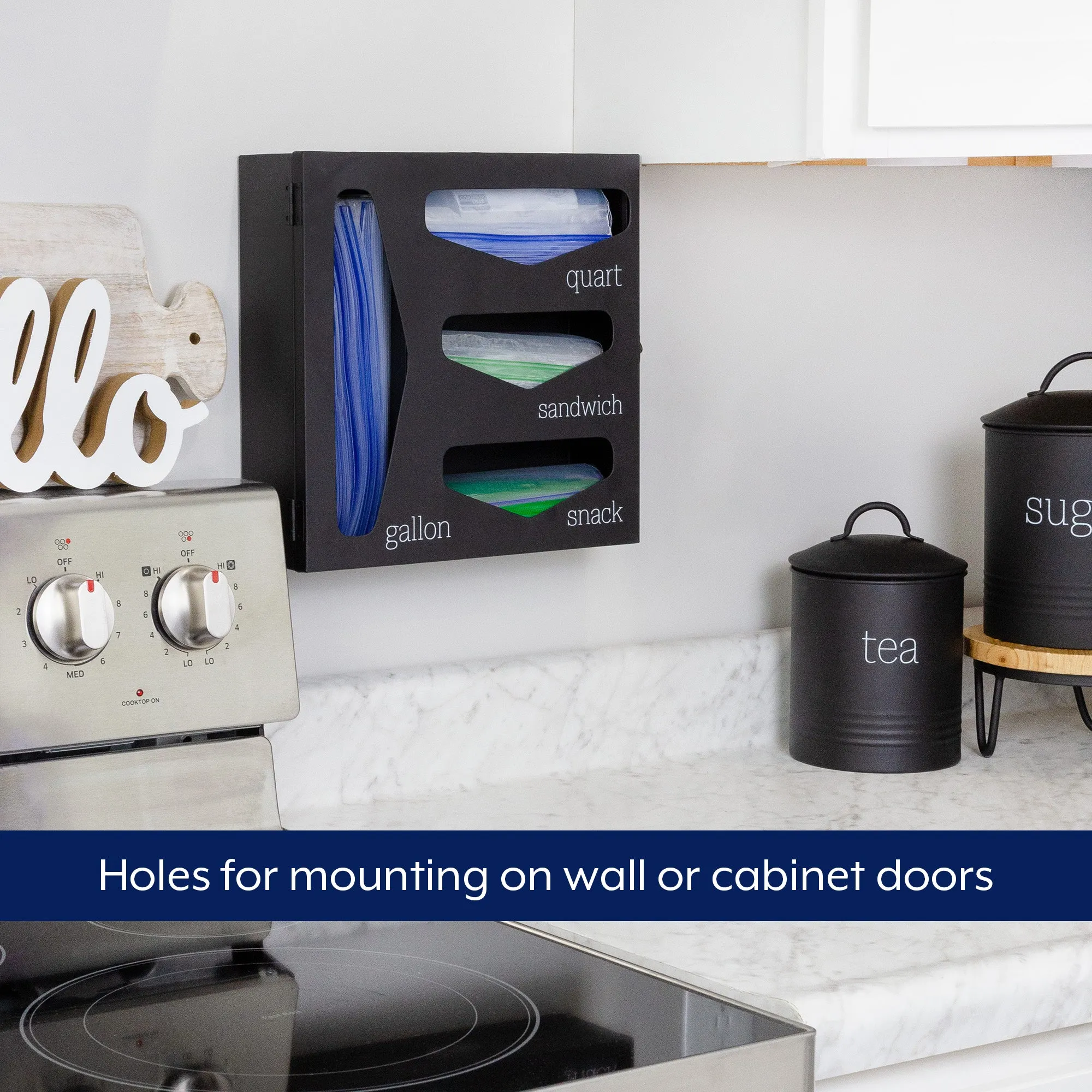 Enamelware Kitchen Bag Organizer (Black, Case of 4)