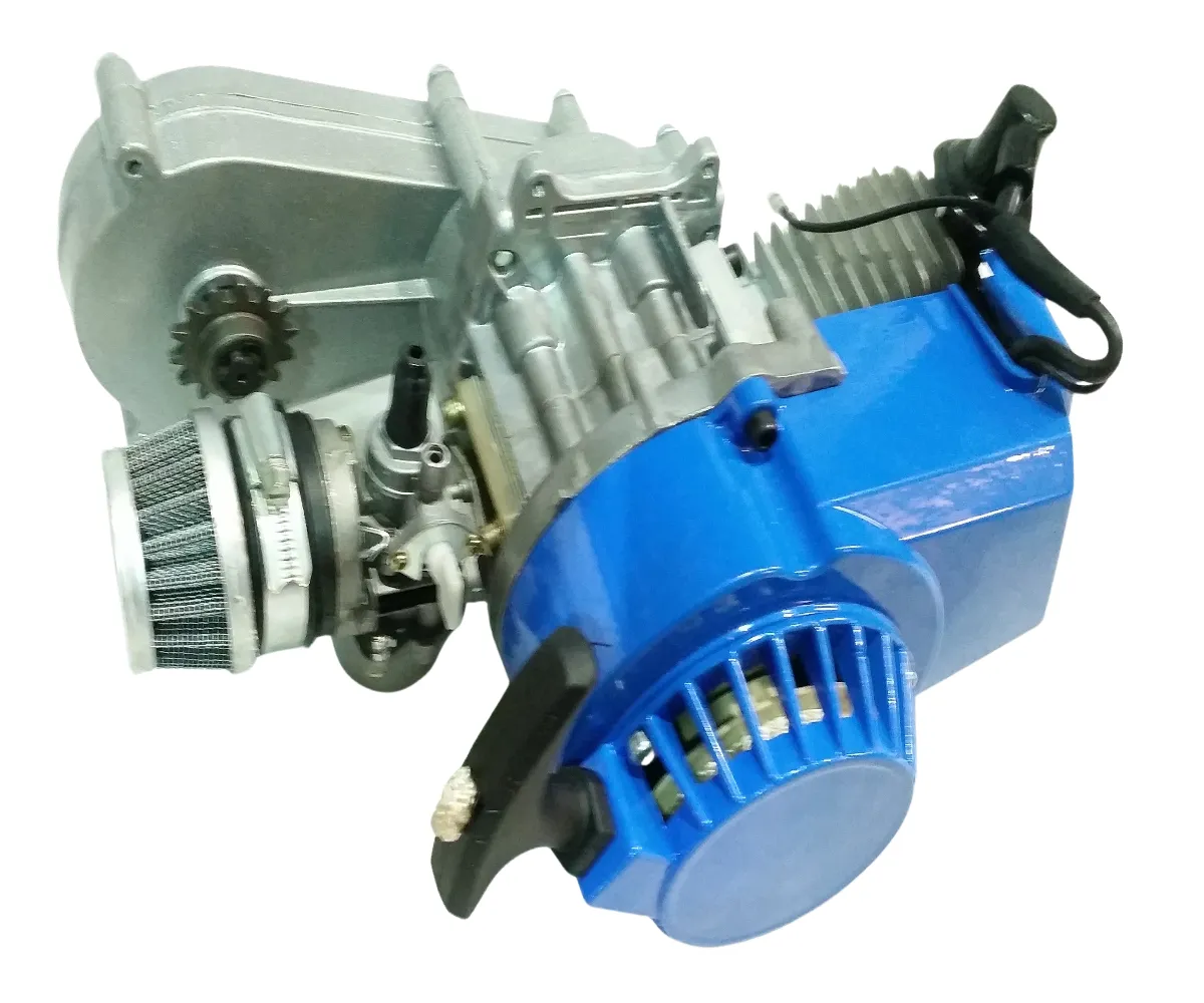 ENG31 COMPLETE ENGINE WITH TRANSFER BOX, BLUE PULL START FOR 49CC MINI DIRT BIKE