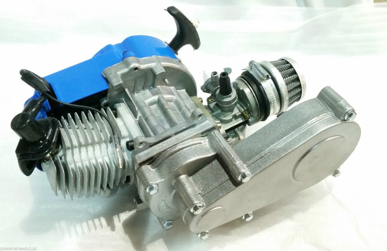 ENG31 COMPLETE ENGINE WITH TRANSFER BOX, BLUE PULL START FOR 49CC MINI DIRT BIKE