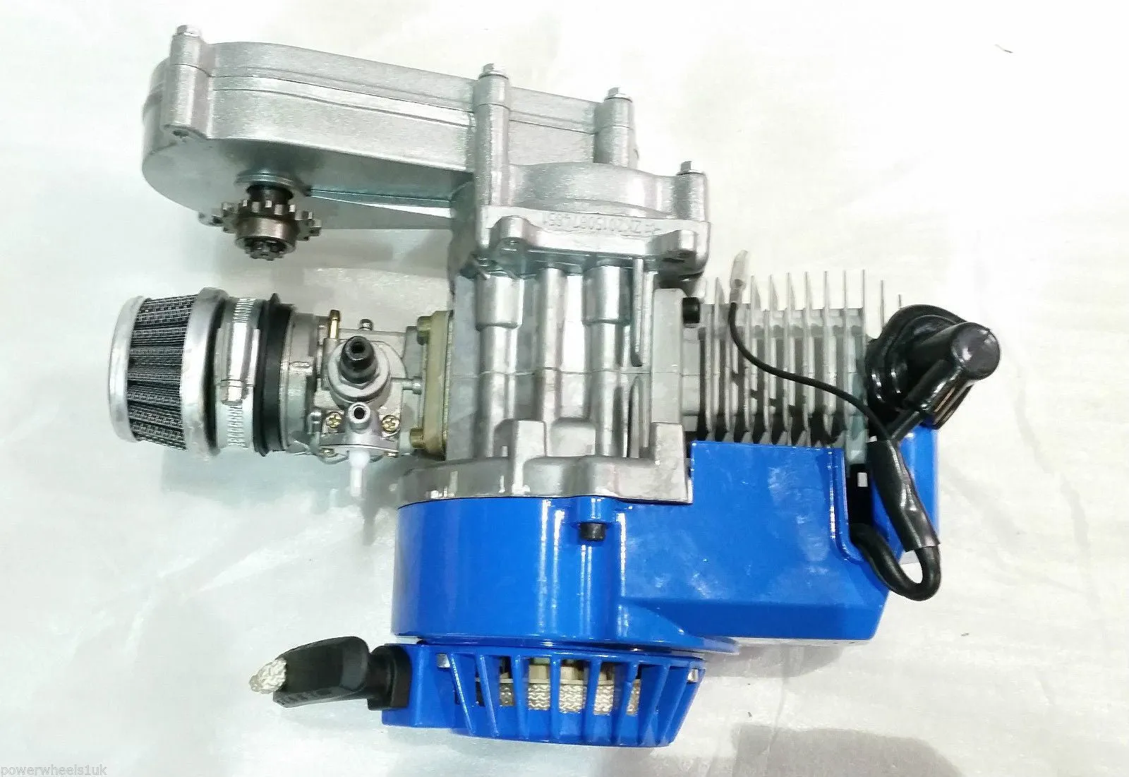 ENG31 COMPLETE ENGINE WITH TRANSFER BOX, BLUE PULL START FOR 49CC MINI DIRT BIKE
