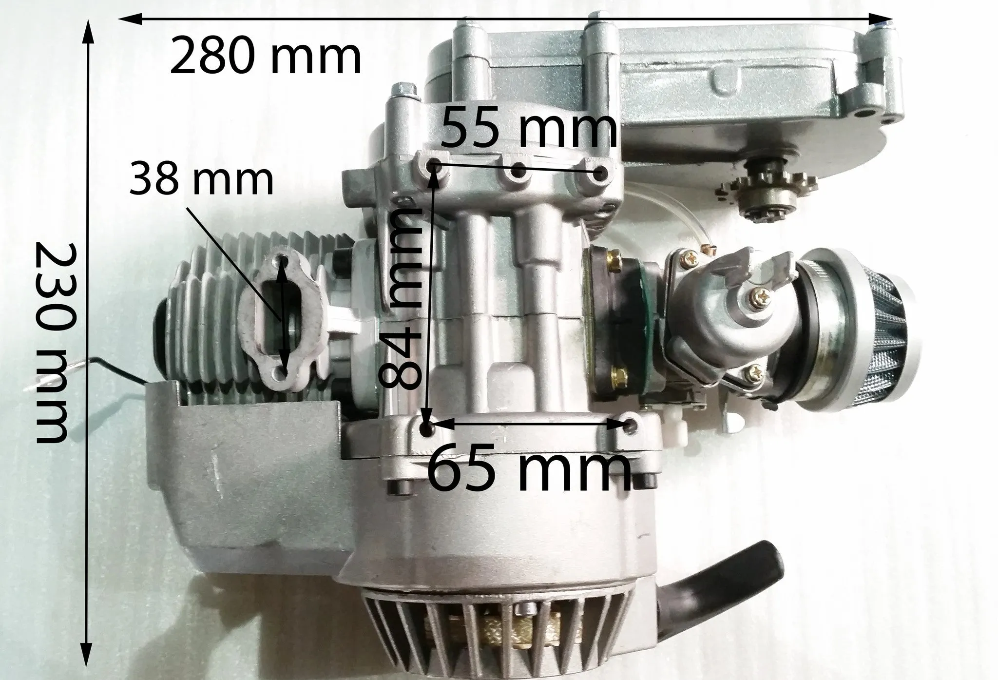 ENG31 COMPLETE ENGINE WITH TRANSFER BOX, BLUE PULL START FOR 49CC MINI DIRT BIKE