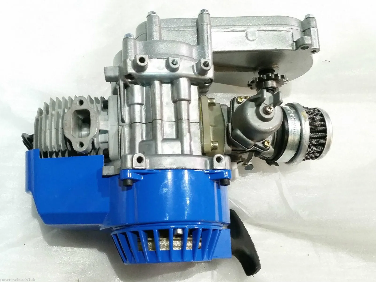 ENG31 COMPLETE ENGINE WITH TRANSFER BOX, BLUE PULL START FOR 49CC MINI DIRT BIKE