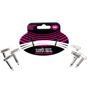 Ernie Ball 6” White Flat Ribbon Patch Cable 3-Pack