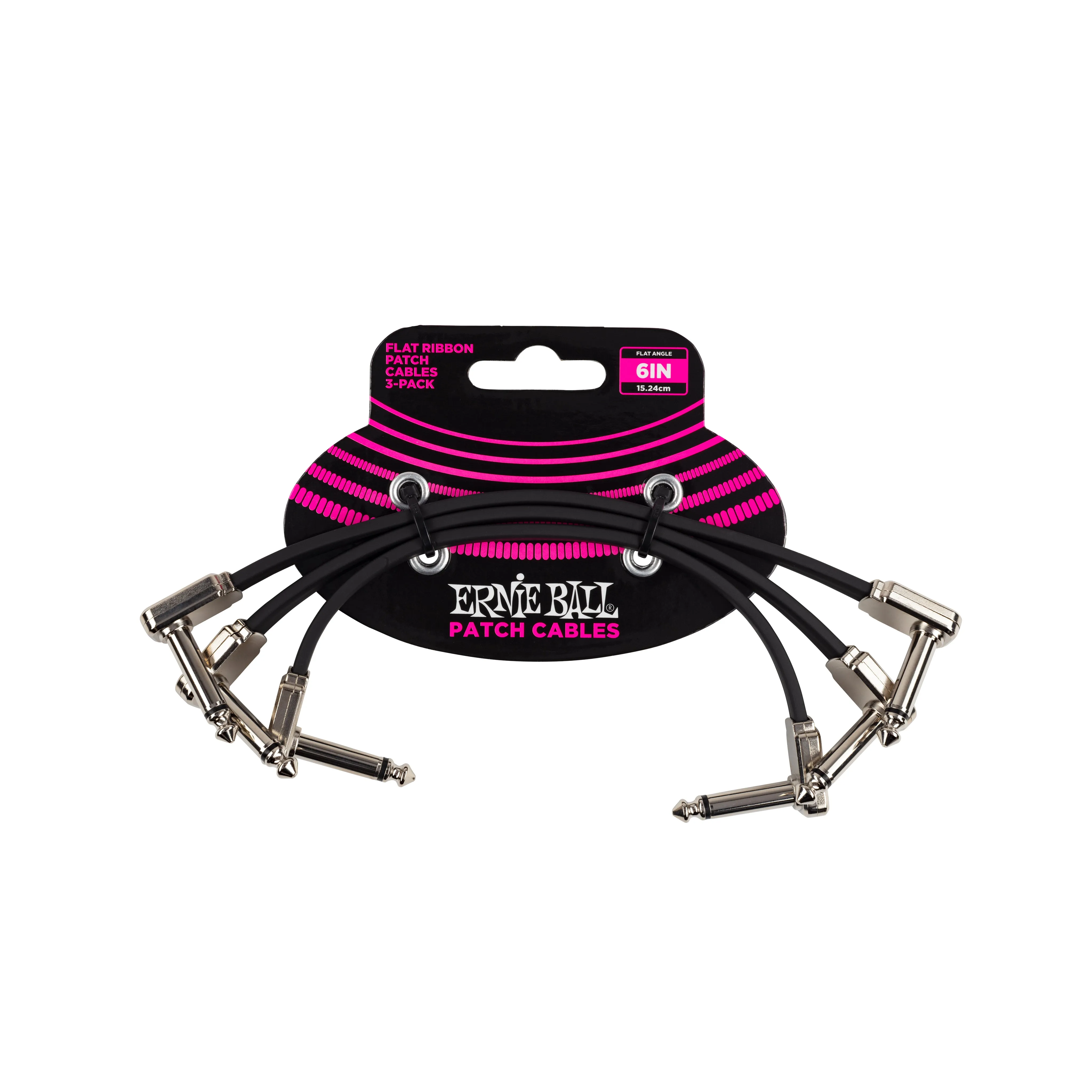 Ernie Ball 6Inch Flat Ribbon Patch Cable, 3-Pack, Black