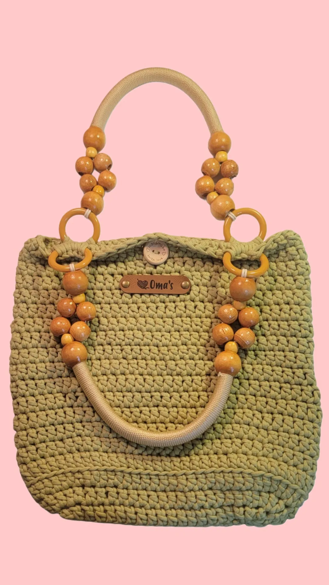 Farmers Market Bag Crochet Tote Long Handled