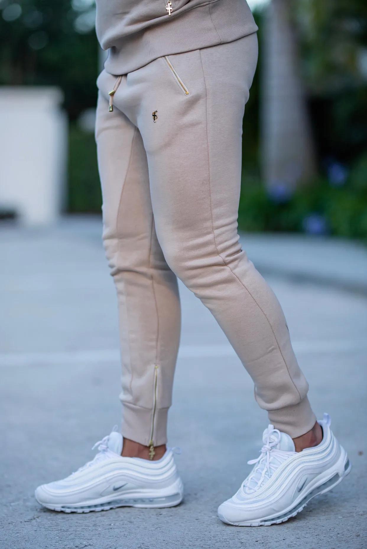 Father Sons Beige & Gold Tapered Bottoms with Ankle Zip Detail - FSH484