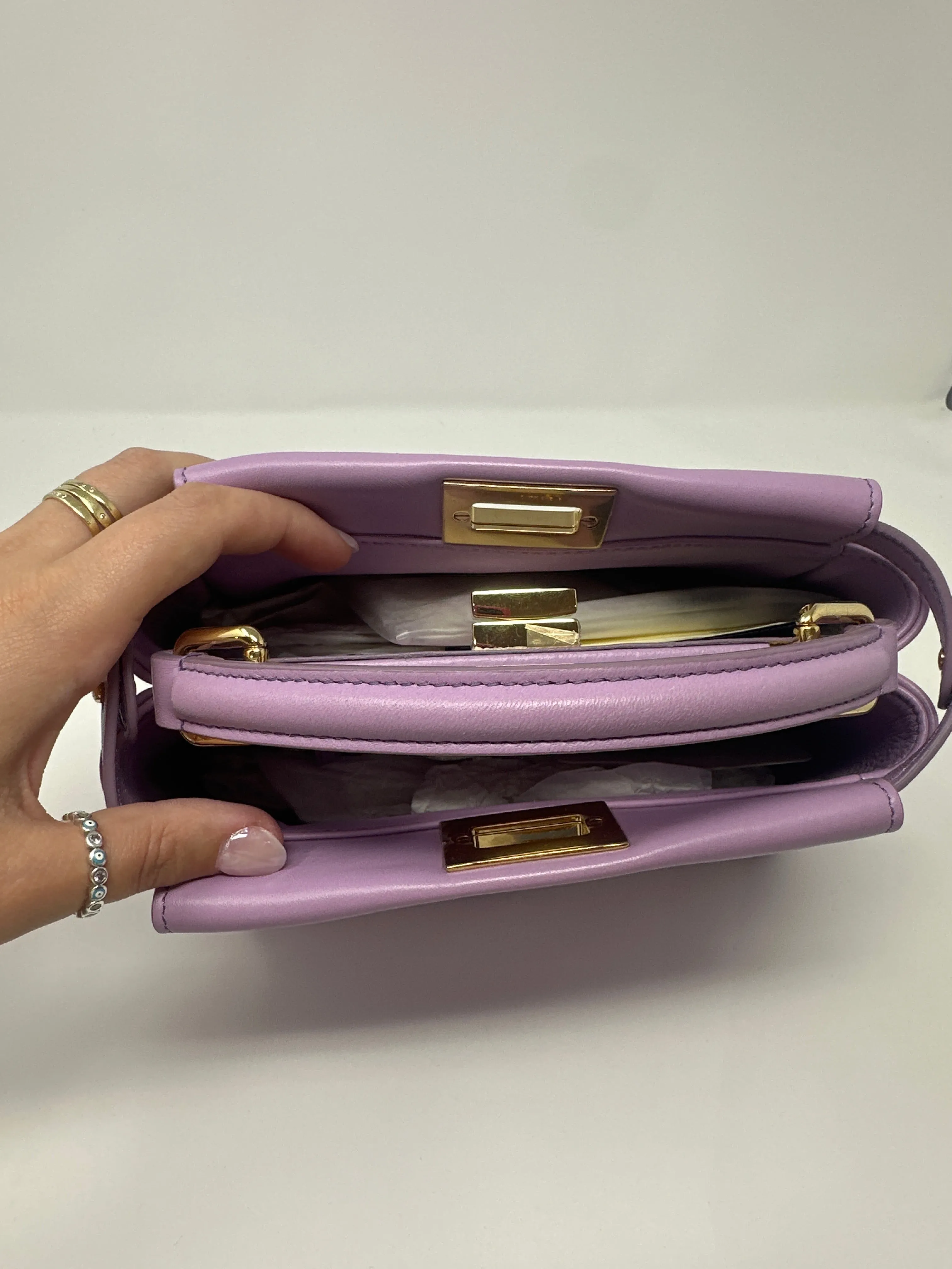 Fendi Mini Peekaboo Lambskin Leather in Violetta
