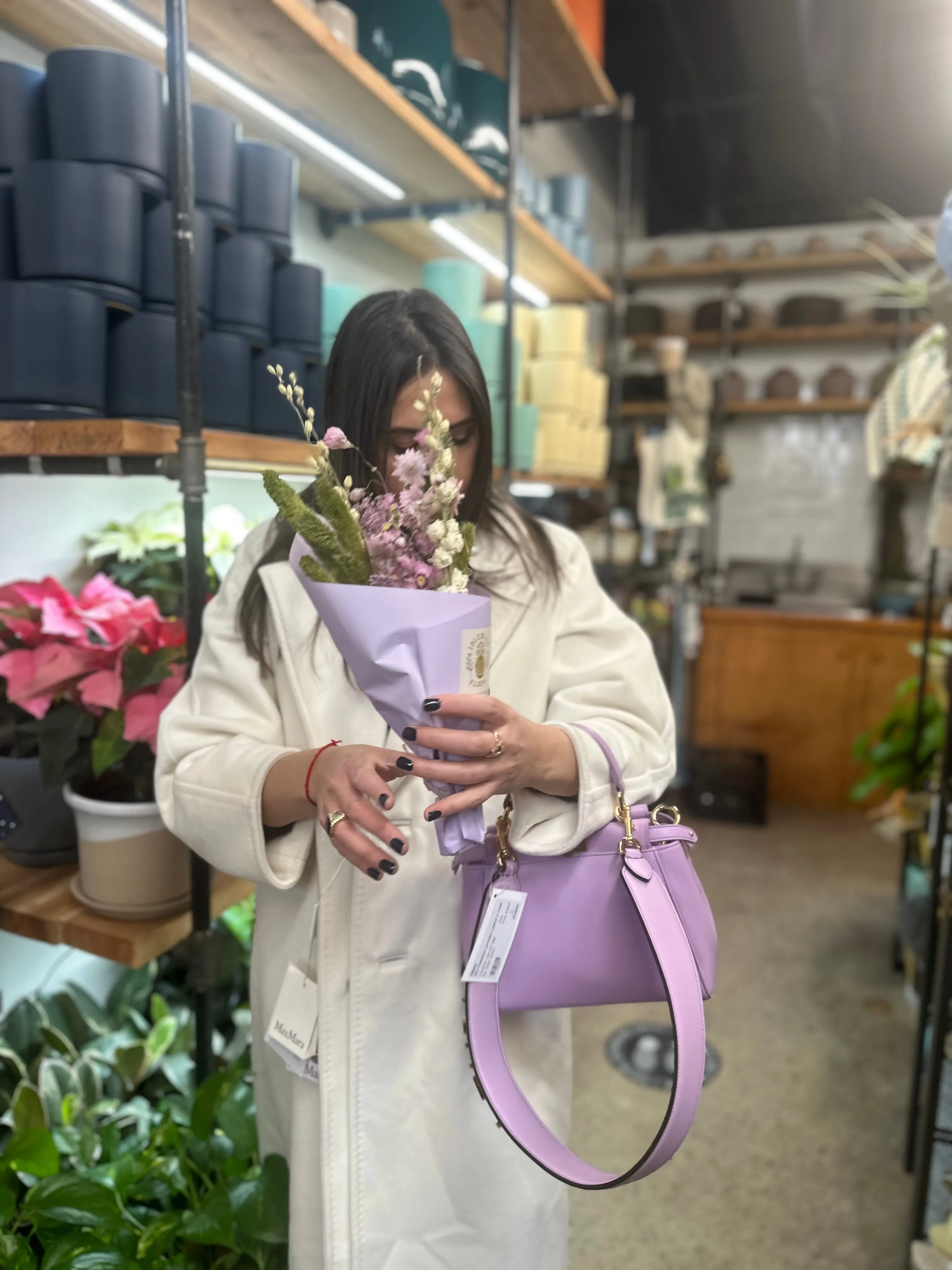 Fendi Mini Peekaboo Lambskin Leather in Violetta