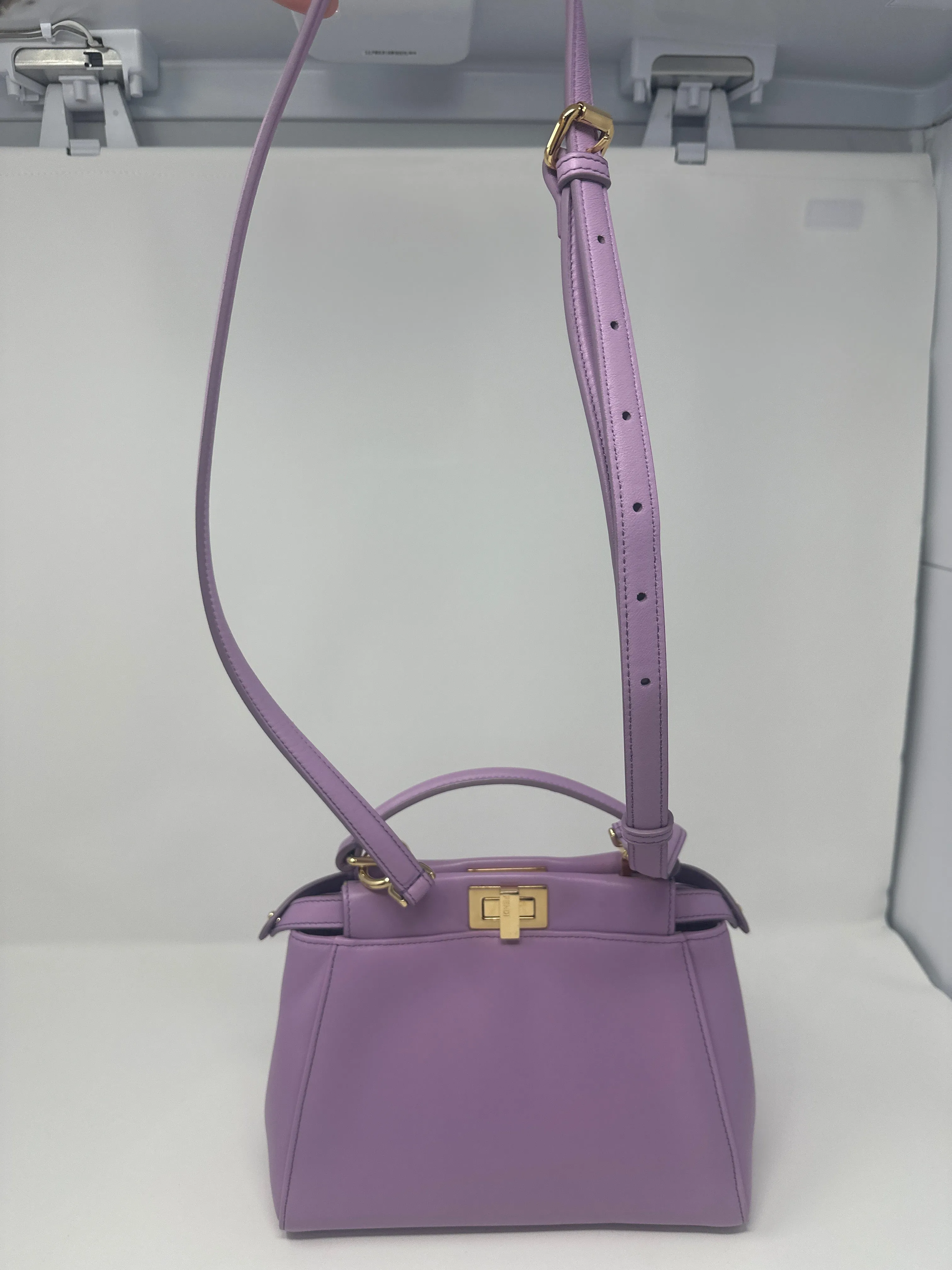 Fendi Mini Peekaboo Lambskin Leather in Violetta