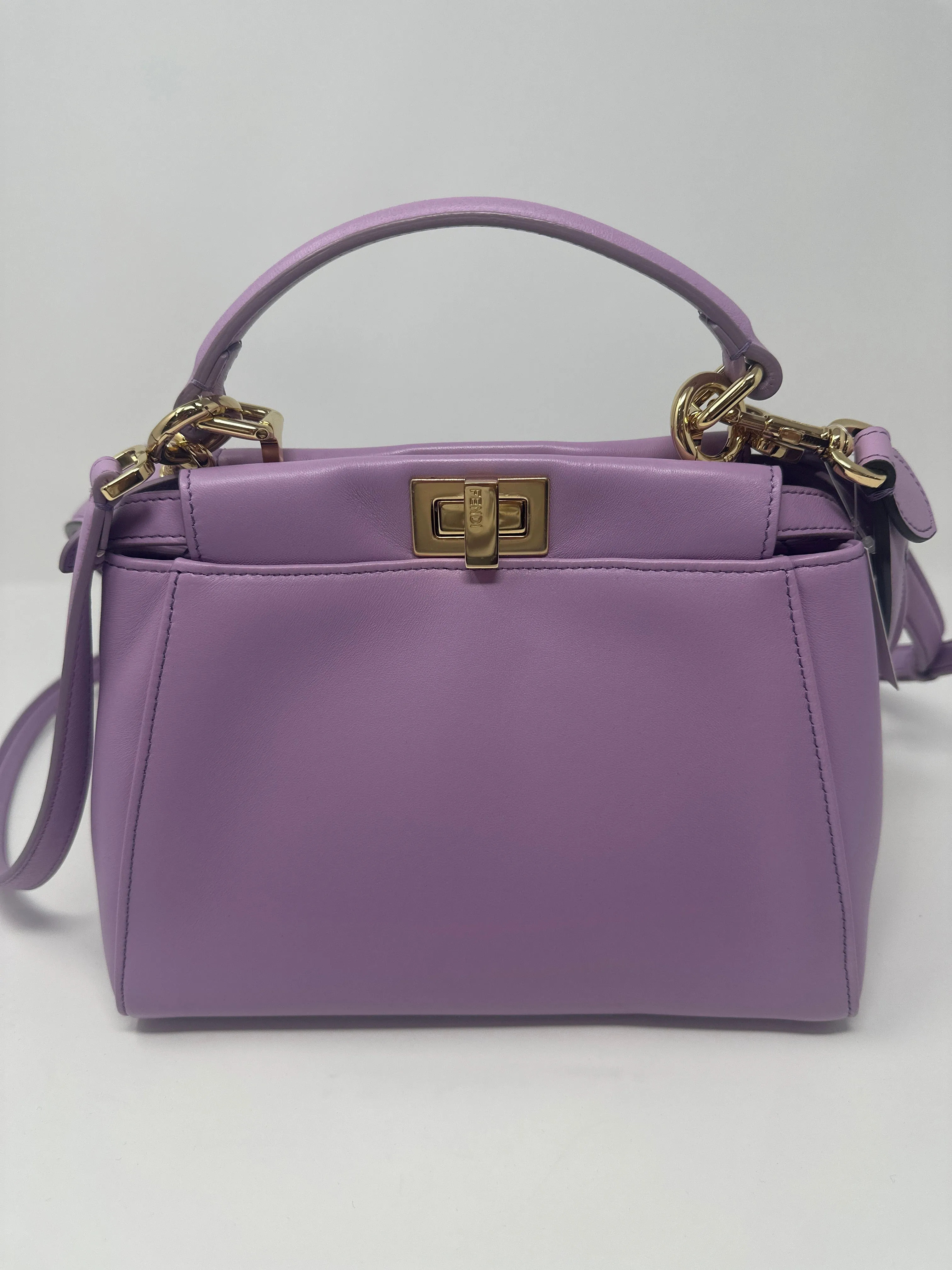 Fendi Mini Peekaboo Lambskin Leather in Violetta