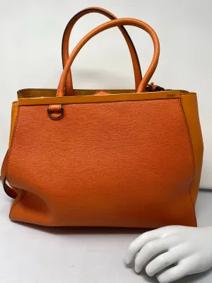 Fendi Tu Jours Orange Leather Top Handle Purse with Shoulder Strap