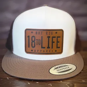 Flat Bill Snap Hat Brown/White/Brown