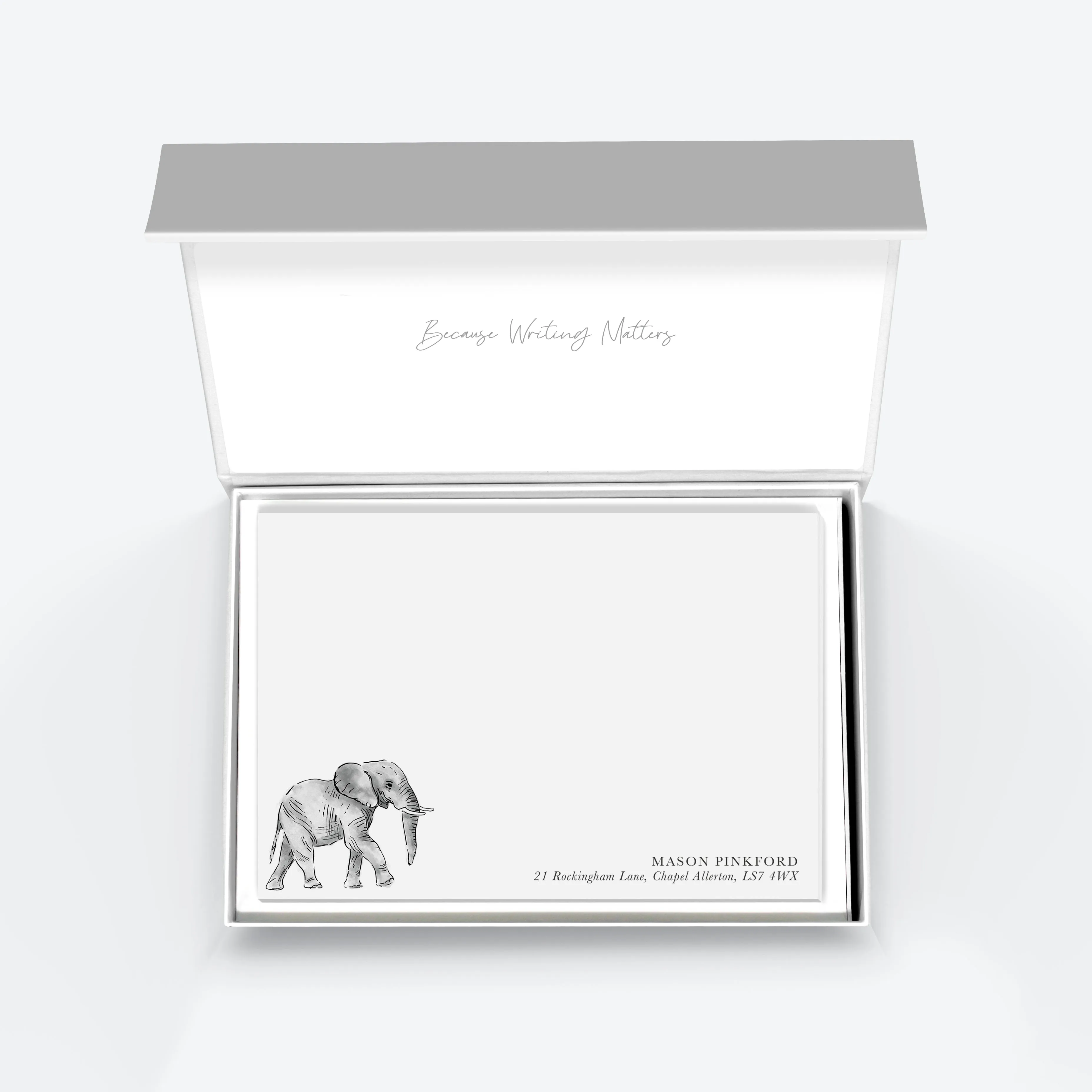 Flat Notecard Set Watercolour Elephant - Bottom