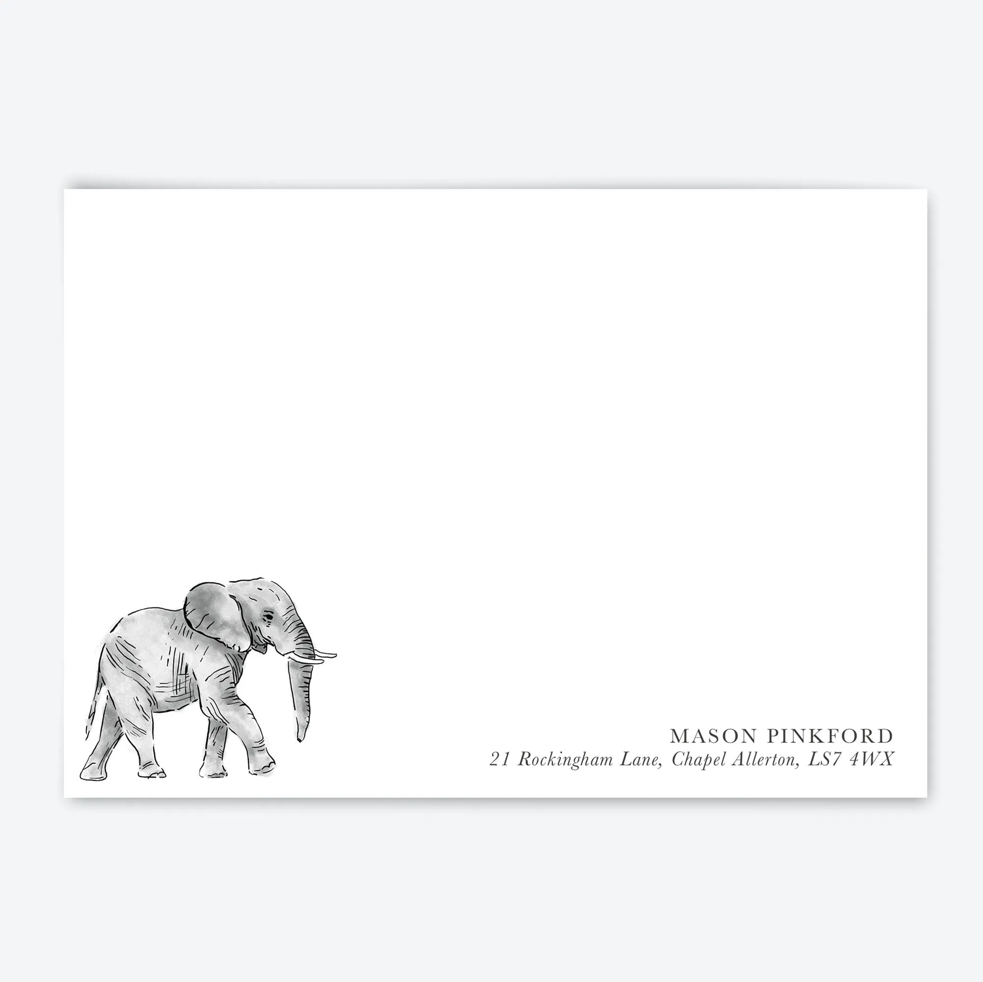 Flat Notecard Set Watercolour Elephant - Bottom