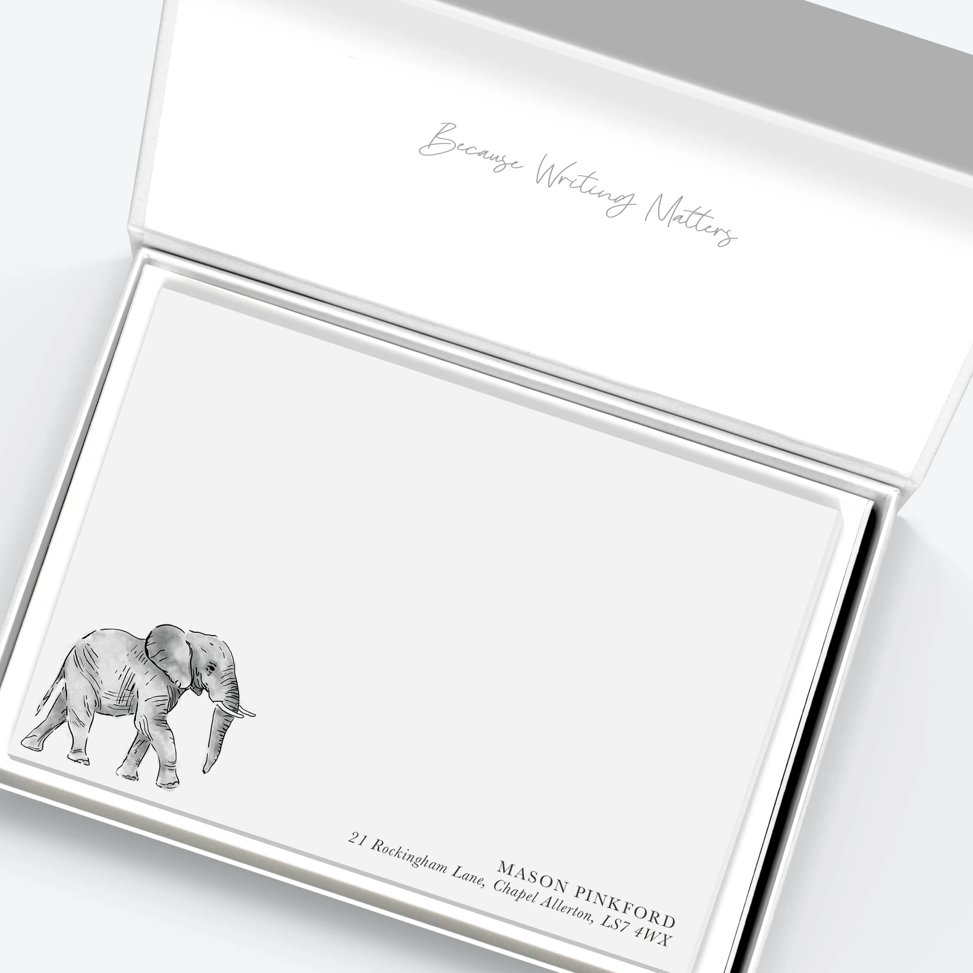 Flat Notecard Set Watercolour Elephant - Bottom