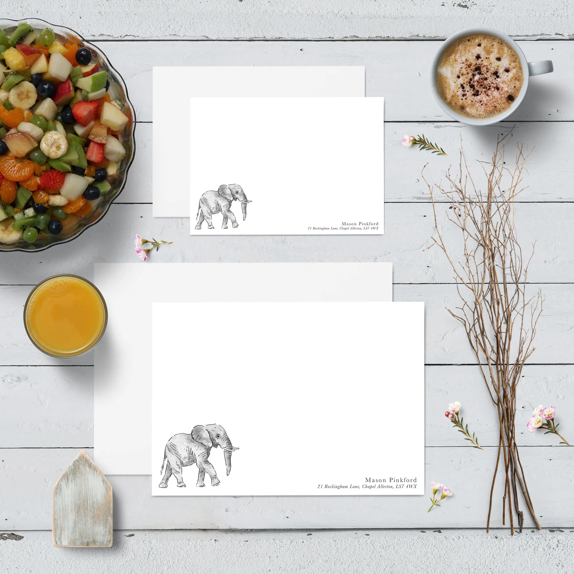 Flat Notecard Watercolour Animals set - Bottom