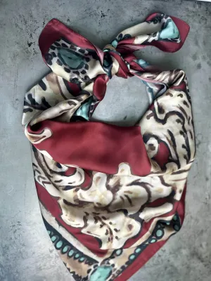 Floral Cream w/ Red & Turquoise Silk Wild Rag