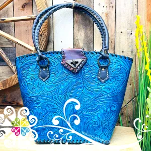 Floral Stamping Leather Purse - Bolsa de piel
