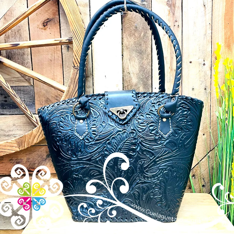 Floral Stamping Leather Purse - Bolsa de piel