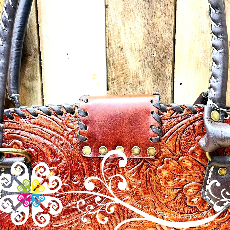 Floral Stamping Leather Purse - Bolsa de piel