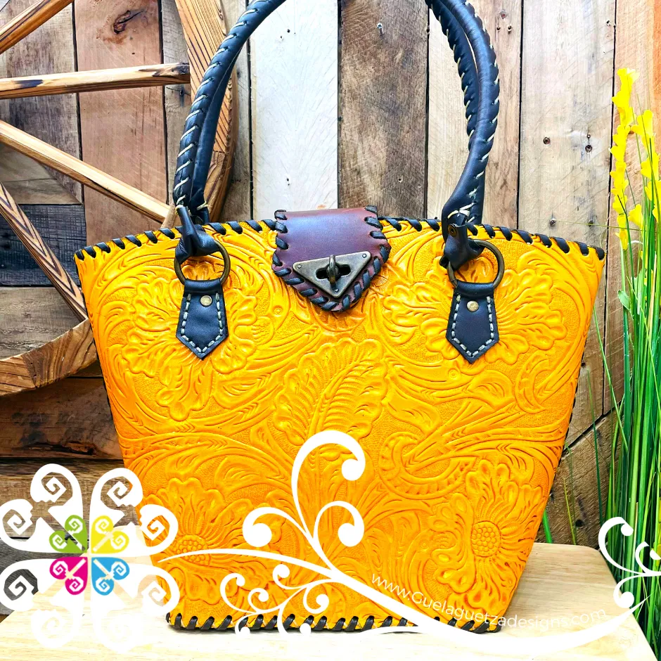 Floral Stamping Leather Purse - Bolsa de piel