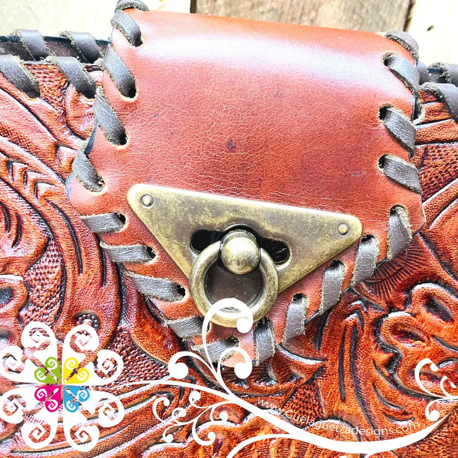 Floral Stamping Leather Purse - Bolsa de piel