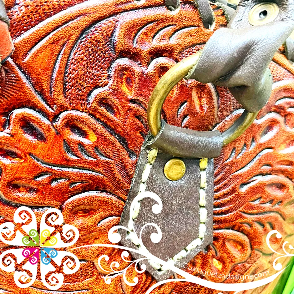 Floral Stamping Leather Purse - Bolsa de piel