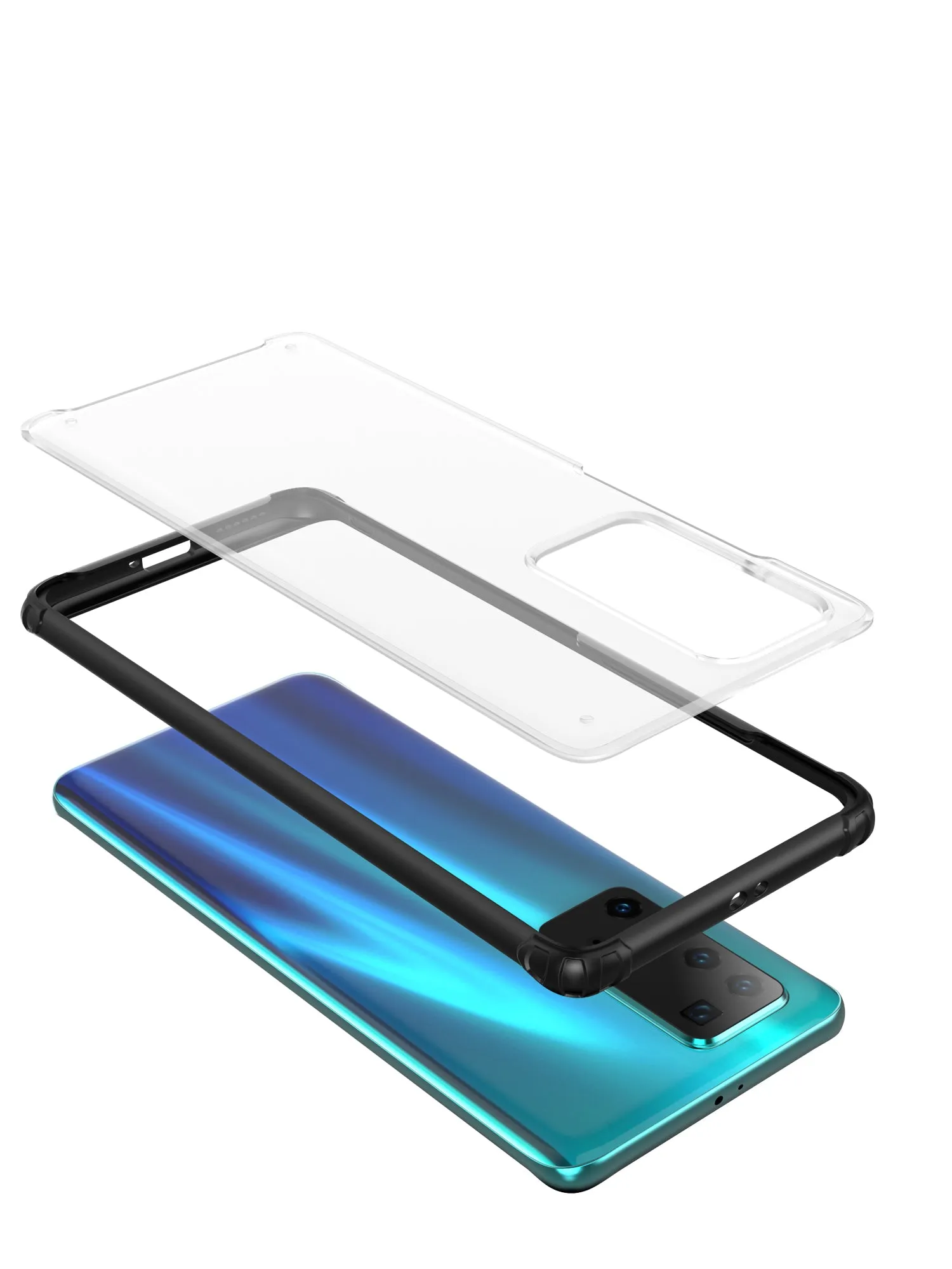 For HUAWEI P40 Pro Case PC Matte bottom TPU Soft Edge Cover Shockproof Mobile Phone Cover black