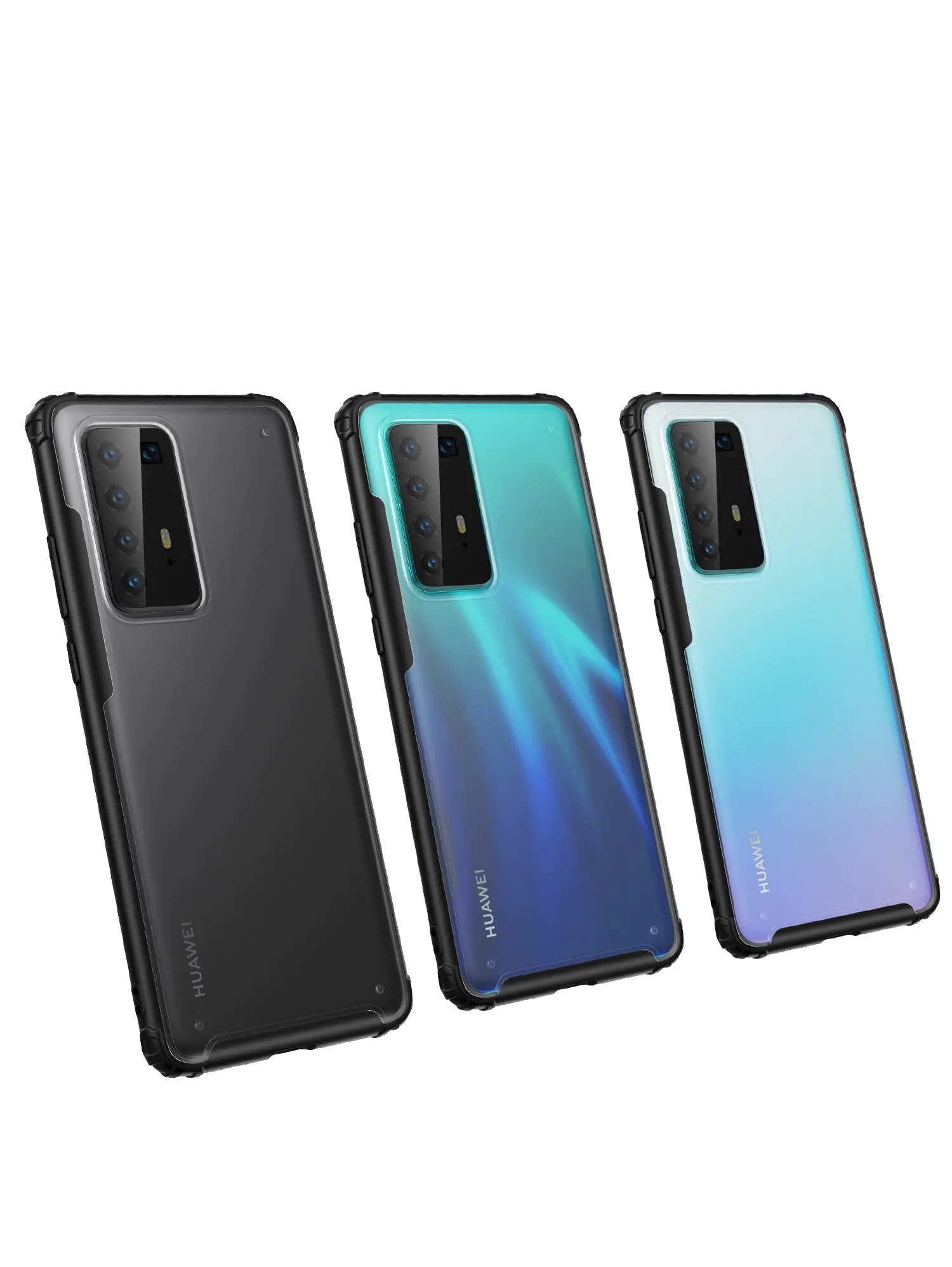 For HUAWEI P40 Pro Case PC Matte bottom TPU Soft Edge Cover Shockproof Mobile Phone Cover black