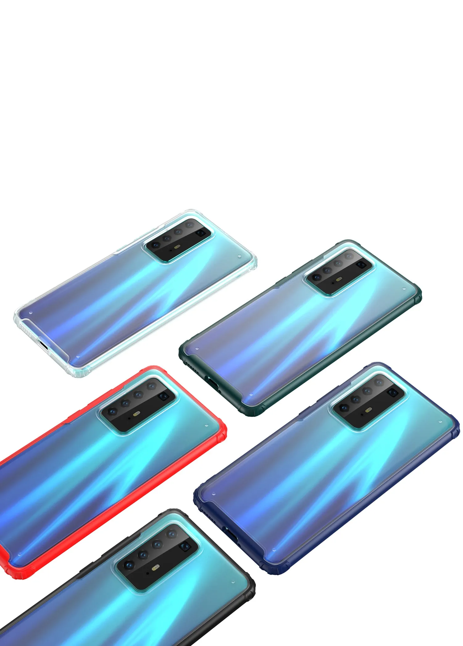 For HUAWEI P40 Pro Case PC Matte bottom TPU Soft Edge Cover Shockproof Mobile Phone Cover black