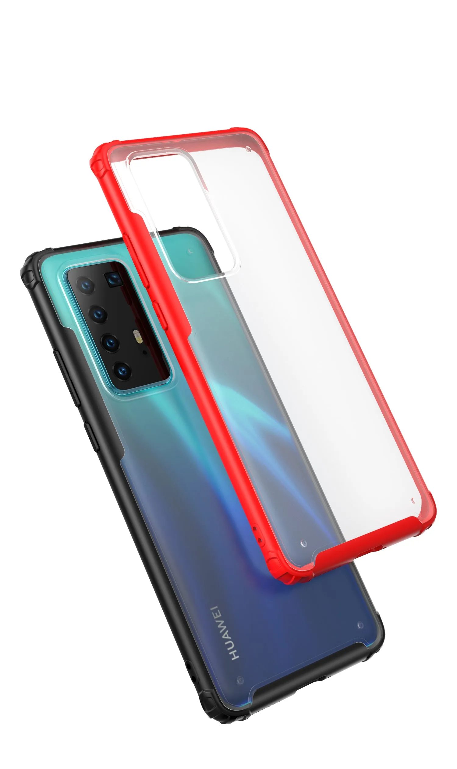 For HUAWEI P40 Pro Case PC Matte bottom TPU Soft Edge Cover Shockproof Mobile Phone Cover black