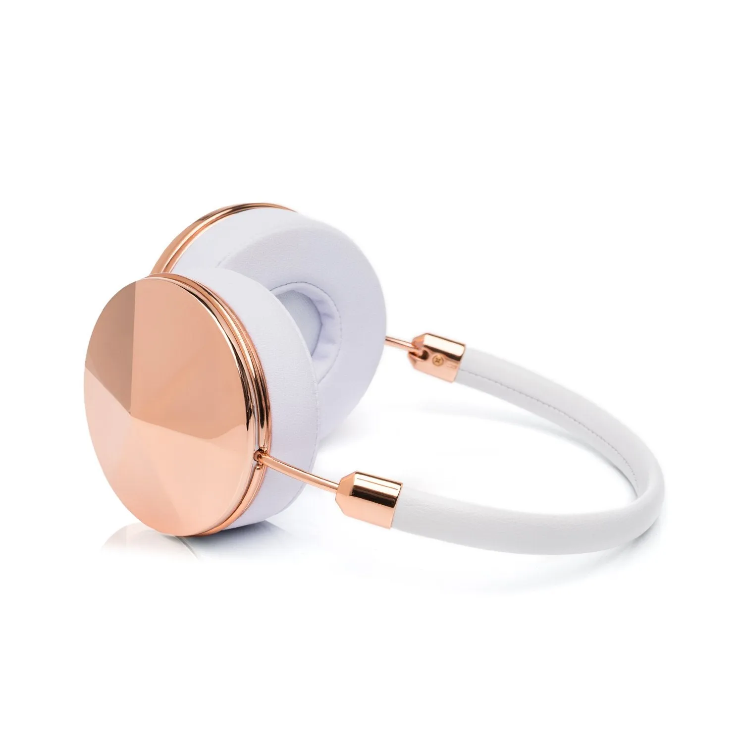 Frends Taylor White Leather Over-the-Ear Headphones - Rose Gold