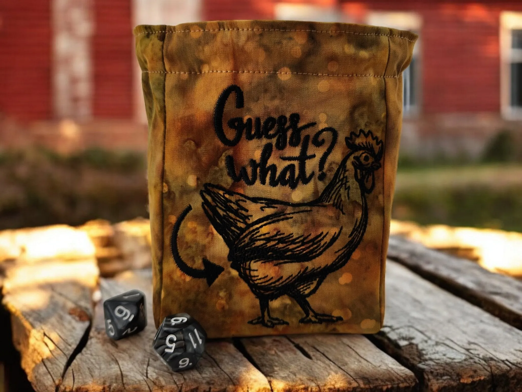 Funny Chicken dice bag.