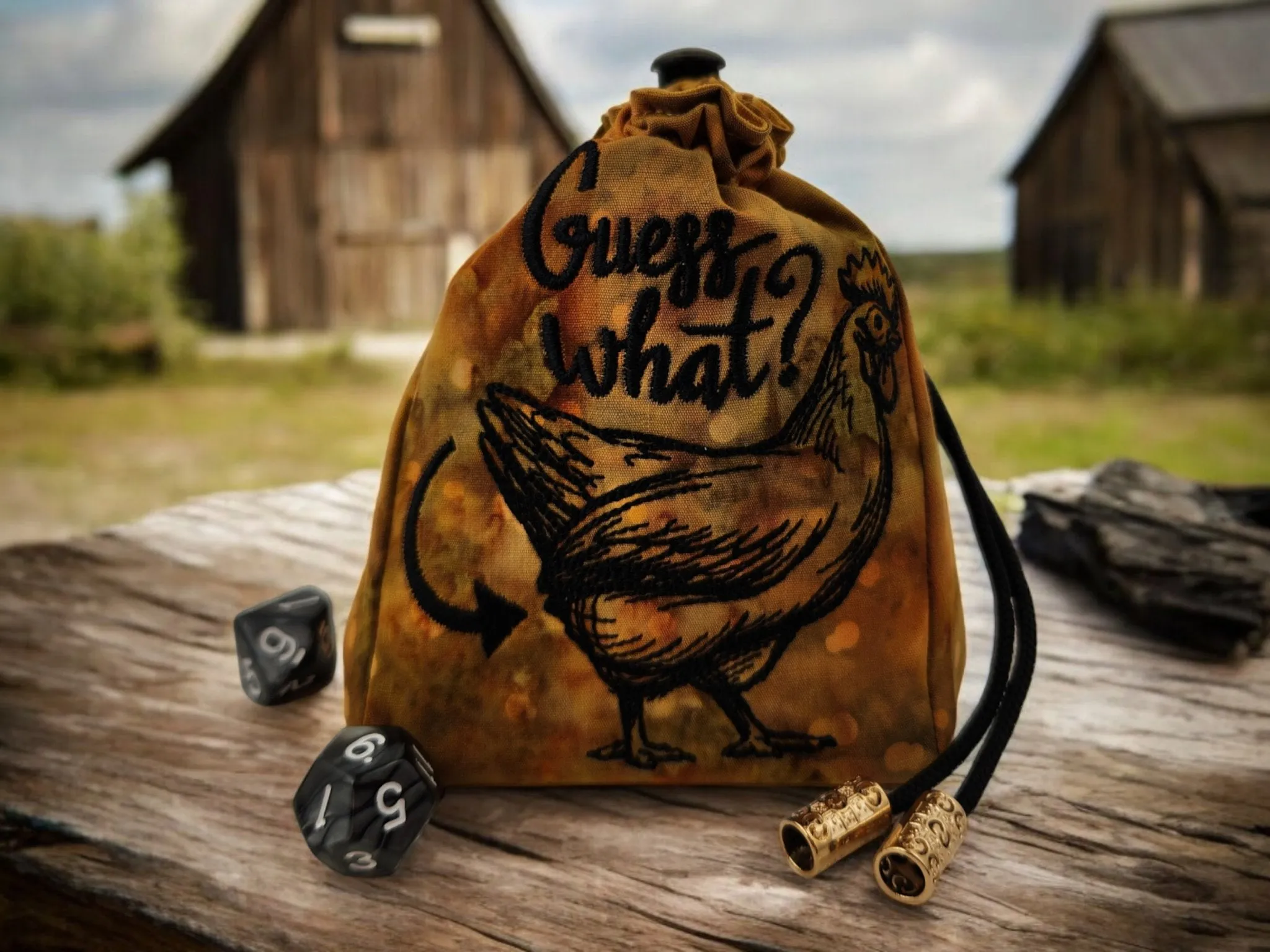 Funny Chicken dice bag.