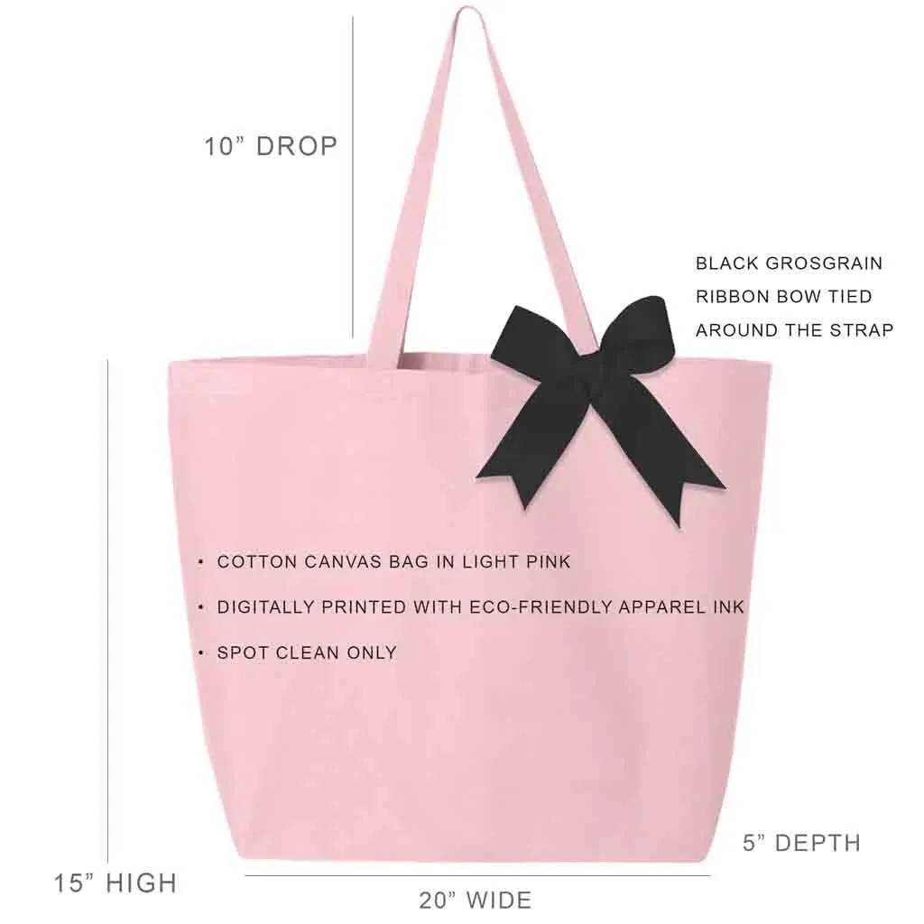 Gamma Phi Beta Pink Canvas Tote Bag with Black Bow