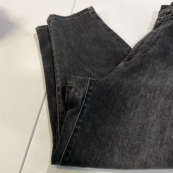 Gap - XL, black/gray paper bag waist, high rise jeans