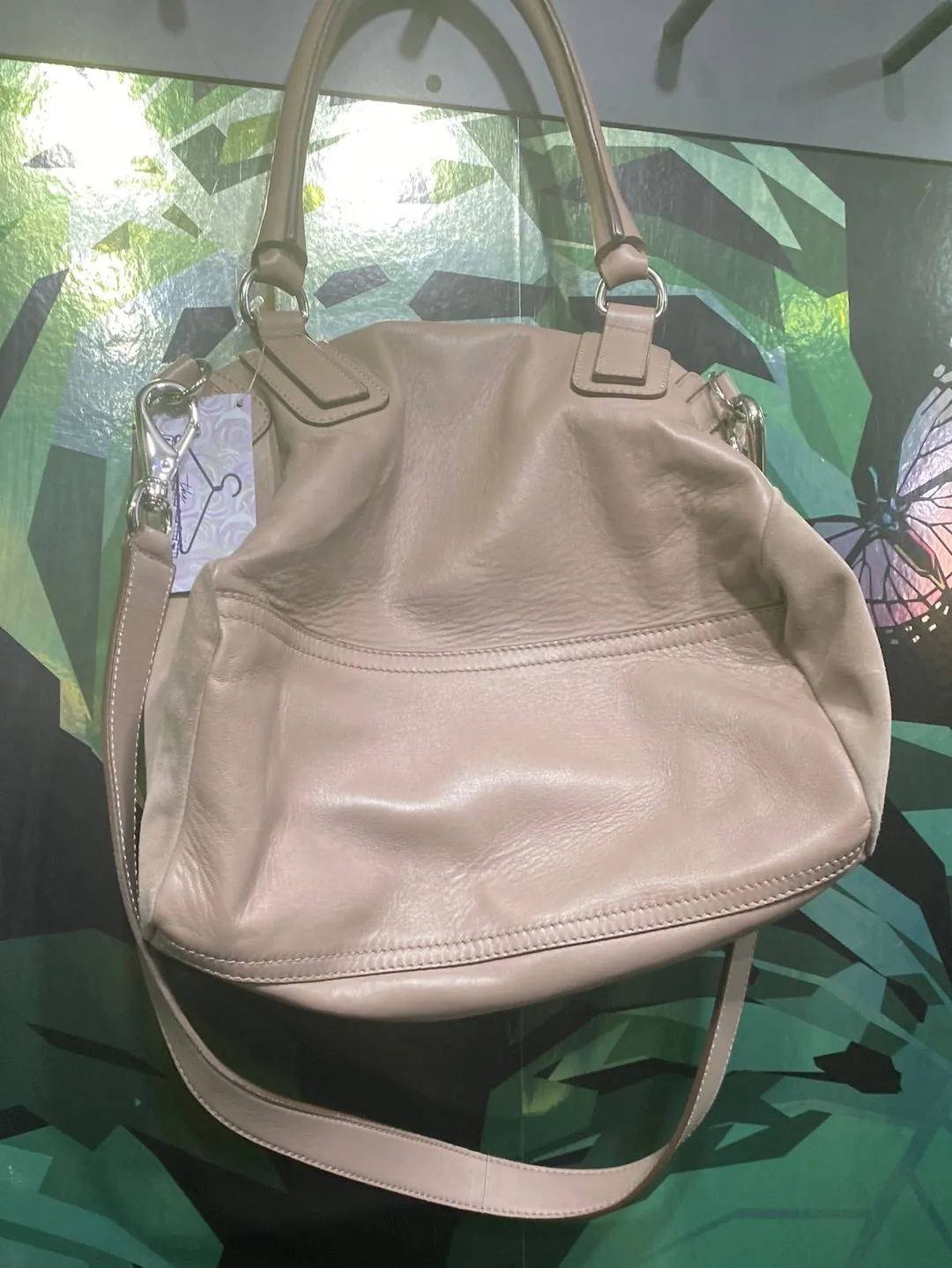 Givenchy Taupe Croc Embossed and Suede Medium Pandora Bag